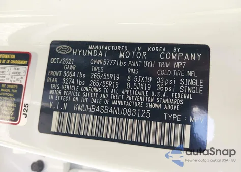 2022 Genesis Gv80 2.5T (A8) from USA, damaged, VIN KMUHB4SB4NU083125